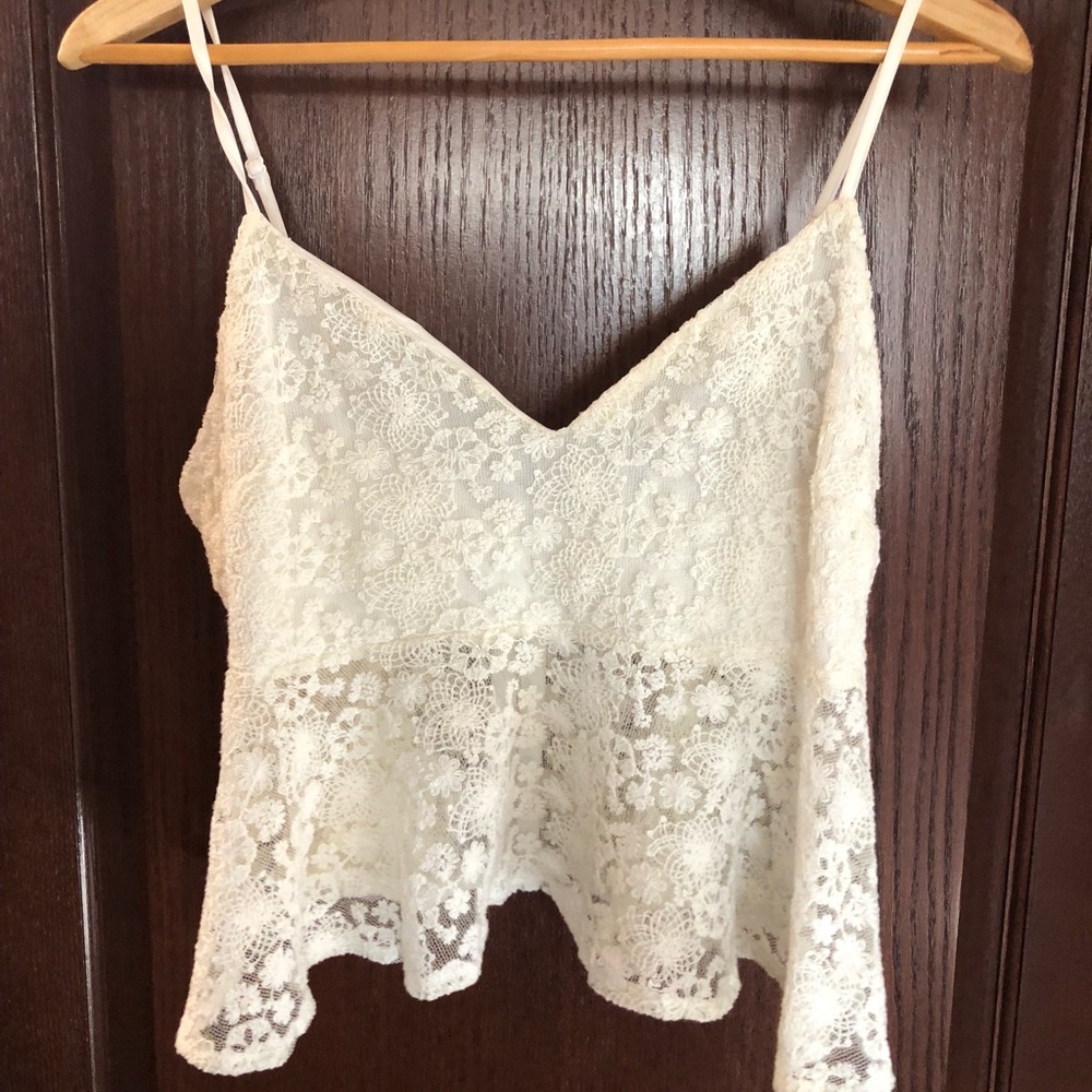 White peplum top